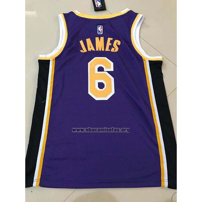Camiseta Los Angeles Lakers LeBron James NO 6 Statement 2021-22 Violeta